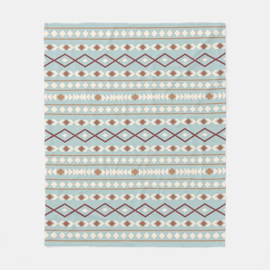 Couverture Polaire Aztec Formes Motif Rusts Crème Turquoise-Bleu (Devant)