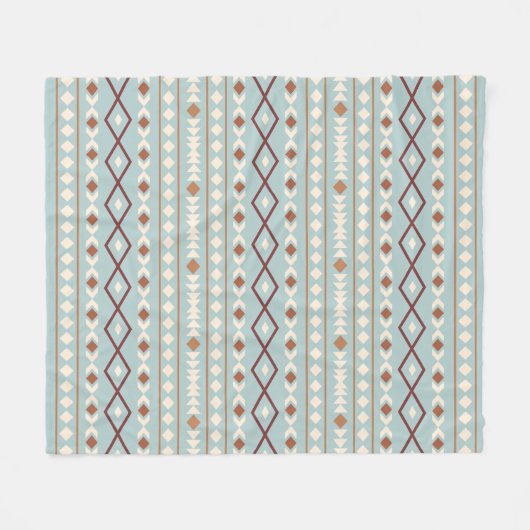 Couverture Polaire Aztec Formes Motif Rusts Crème Turquoise-Bleu (Devant (Horizontal))