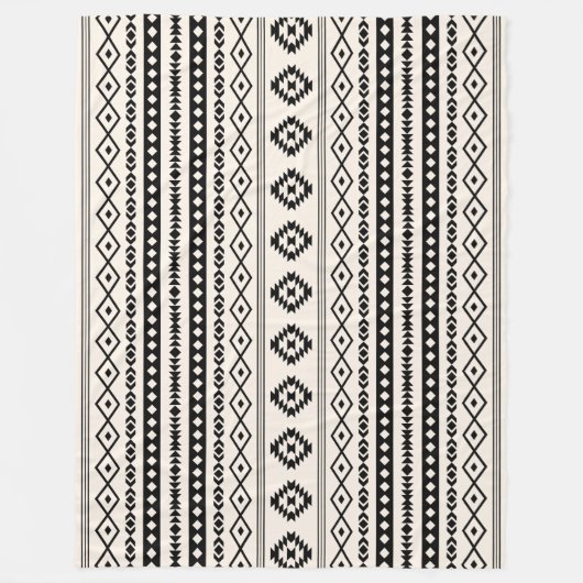 Couverture Polaire Aztec noir sur crème Motifs mixtes (H) Motif (Devant)