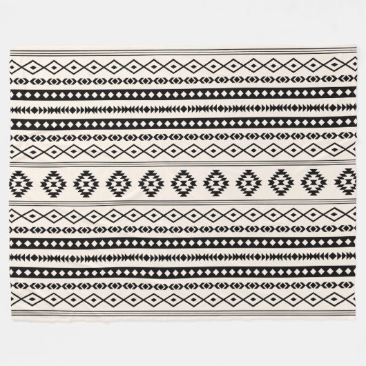 Couverture Polaire Aztec noir sur crème Motifs mixtes (H) Motif (Devant (Horizontal))