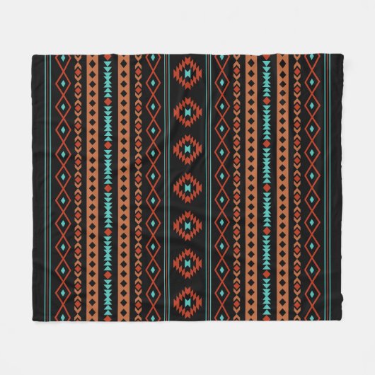 Couverture Polaire Aztec Rusts Turquoise Noir Motifs mélangés Motif (Devant (Horizontal))