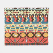 Couverture Polaire Aztèque coloré : oiseaux, fleurs motif. (Devant (Horizontal))