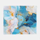 Couverture Polaire Azure Marble with Golden Splashes (Devant (Horizontal))