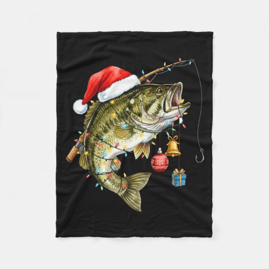 Couverture Polaire B Fish Festive Lights Christmas Funny Fishing Long (Devant)