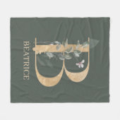 Couverture Polaire B Monogramme Floral Personnalisé (Devant (Horizontal))