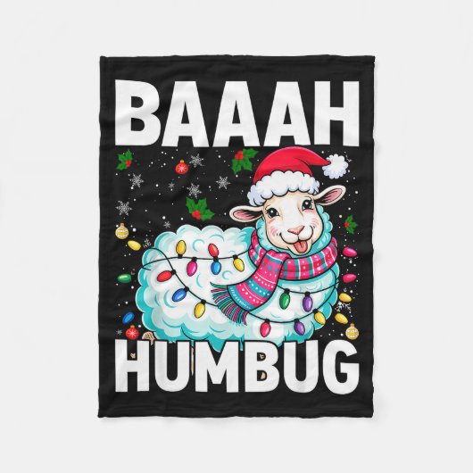 Couverture Polaire Baaah Humbug Sheep Xmas Lights Funny Anti Christma (Devant)