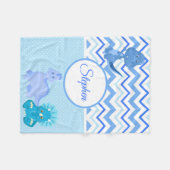 Couverture Polaire Baby Blue Dinosaur Chevron Personnalisé (Devant (Horizontal))