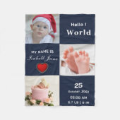 Couverture Polaire Baby Boy Birth Stat Faire-part Photo (Devant)