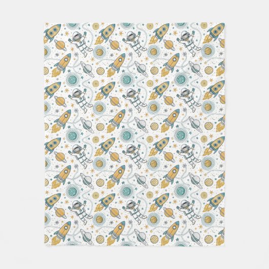 Couverture Polaire Baby Boy Space Blanket Planets & Rocket Design (Devant)