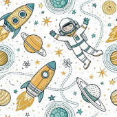 Couverture Polaire Baby Boy Space Blanket Planets & Rocket Design