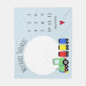 Couverture Polaire Baby Boys Colorful Train & Name Monthly Milestone (Devant)