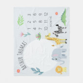 Couverture Polaire Baby Boys mignon Blue Jungle Safari Milestone (Devant)