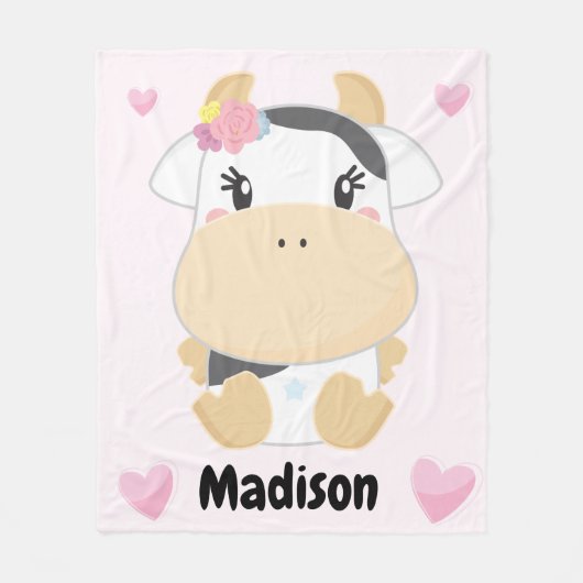 Couverture Polaire Baby Cow Cutie Douche personnalisée (Devant)