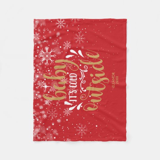 Couverture Polaire Baby de Noël personnalisé Il fait froid dehors (Devant)