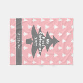 Couverture Polaire Baby First Christmas Blush Pink Personnalisé (Devant (Horizontal))