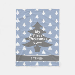 Couverture Polaire Baby First Christmas Pastel Blue Personnalisé