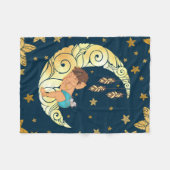 Couverture Polaire Baby Ganesha avec lune et étoiles (Devant (Horizontal))