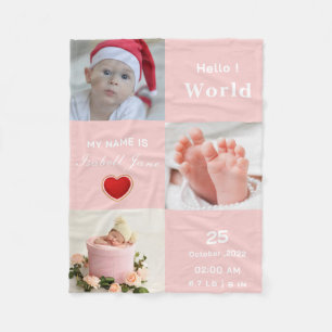 Couverture Polaire Baby Girl Birth Stat Faire-part