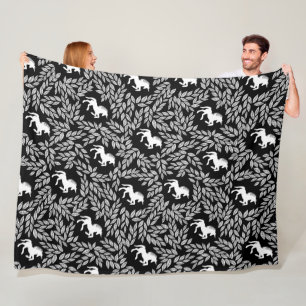 Couverture Polaire Baby Girl Black and White Unicorn Motif