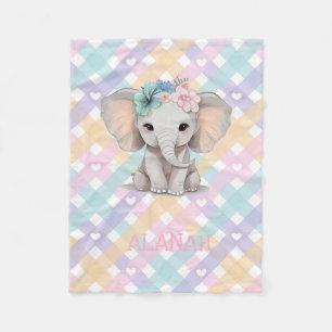 Couverture Polaire Baby Girl Elephant En vichy Fleece Blanket Nursery