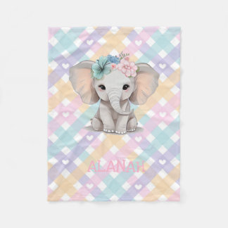Couverture Polaire Baby Girl Elephant En vichy Fleece Blanket Nursery