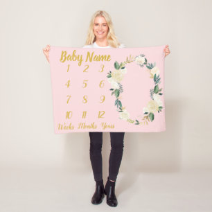 Couverture Polaire Baby Girl Milestone Blanket Douche personnalisée