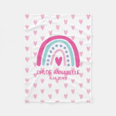 Couverture Polaire Baby Girl Rainbow and Hearts Personalized (Devant)