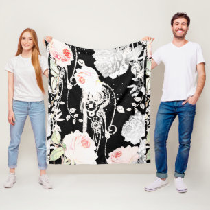 Couverture Polaire Baby Girl rose blanc noir noir Rose Motif victorie