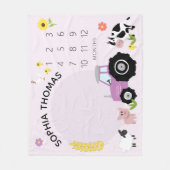 Couverture Polaire Baby Girls mignonne rose ferme tracteur animal jal (Devant)