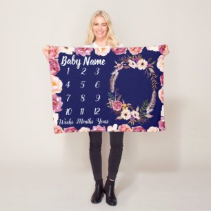 Couverture Polaire Baby Milestone Baby shower personnalisé Cadeau fil
