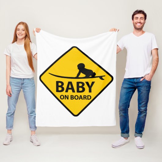 Couverture Polaire Baby on Board funny baby design with surf board (En situation)