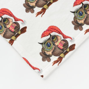 Couverture Polaire Baby Owl In Christmas Casquette and Cadeau polaire