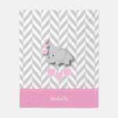 Couverture Polaire Baby Pink Elephant - Personnaliser (Devant)