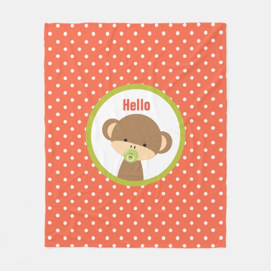 Couverture Polaire Baby Safari Singe avec Pacifier Bonjour (Devant)