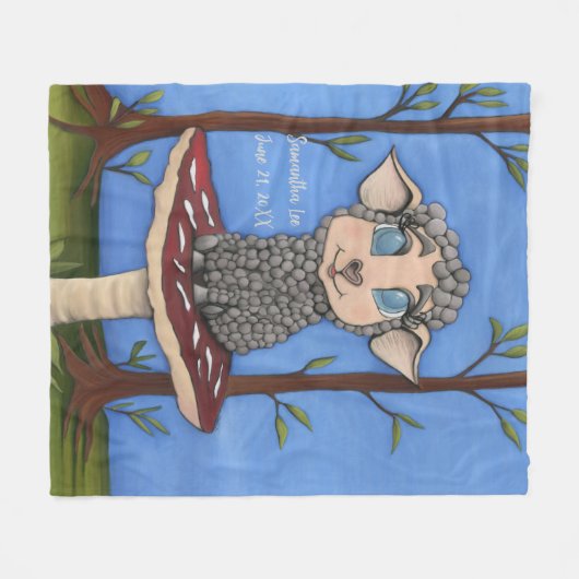 Couverture Polaire Baby Sheep on Toadstool (Devant (Horizontal))
