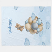 Couverture Polaire Baby shower de ballons beige bleu brun ours en ted (Devant (Horizontal))
