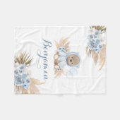 Couverture Polaire Baby shower de garçon en teddy Boho bleu (Devant (Horizontal))