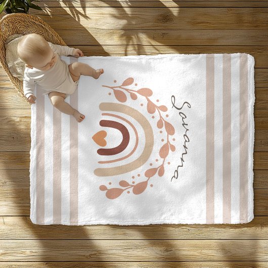 Couverture Polaire Baby shower de nom personnalisé arc-en-ciel neutre