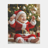 Couverture Polaire Baby's First Christmas Fleece Blanket Custom Photo (Devant)