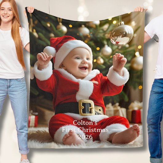 Couverture Polaire Baby's First Christmas Fleece Blanket Custom Photo