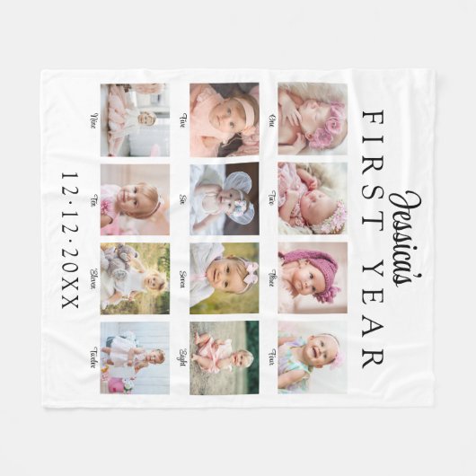 Couverture Polaire Baby's First Year Photo Collage (Devant (Horizontal))