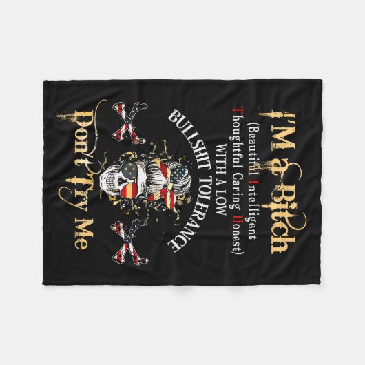 Couverture Polaire Back I'm A Btch Beautiful Intelligent Skeleton Mes (Devant (Horizontal))