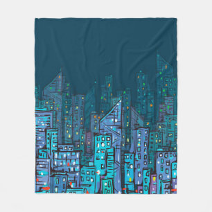 Couverture Polaire Background of night Cityscape. Hand drawn illustra