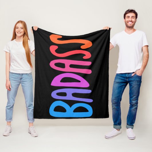 Couverture Polaire BADASS Coloré Cool & Fun Stripes NOIR (En situation)