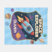 Couverture Polaire Badge d'explorateur spatial mignon (Devant (Horizontal))