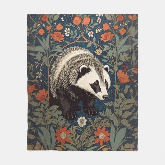 Couverture Polaire Badger de Woodland William Morris inspiré (Devant)