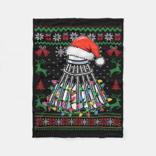 Couverture Polaire Badminton Lover Christmas Shuttle Santa Hat Funny