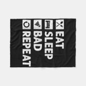 Couverture Polaire Badminton Mange Sleep Répéter Funny Shuttle Meme (Devant (Horizontal))
