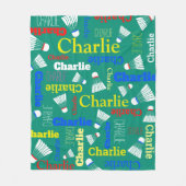 Couverture Polaire Badminton nom blanc, bleu, rouge et vert (Devant)