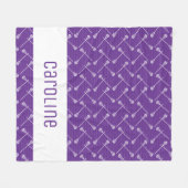 Couverture Polaire Baguettes blanches de crosse violet à motif (Devant (Horizontal))